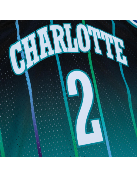 Mitchell & Ness Larry Johnson Negro/Celeste Charlotte Hornets 1994-95 Hardwood Classics Fadeaway Swingman Jersey