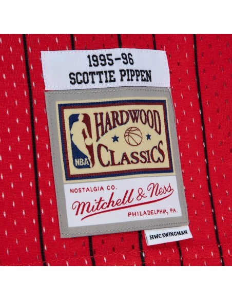 Mitchell & Ness Scottie Pippen Negro/Rojo Chicago Bulls 1995-96 Hardwood Classics Fadeaway Swingman Jersey