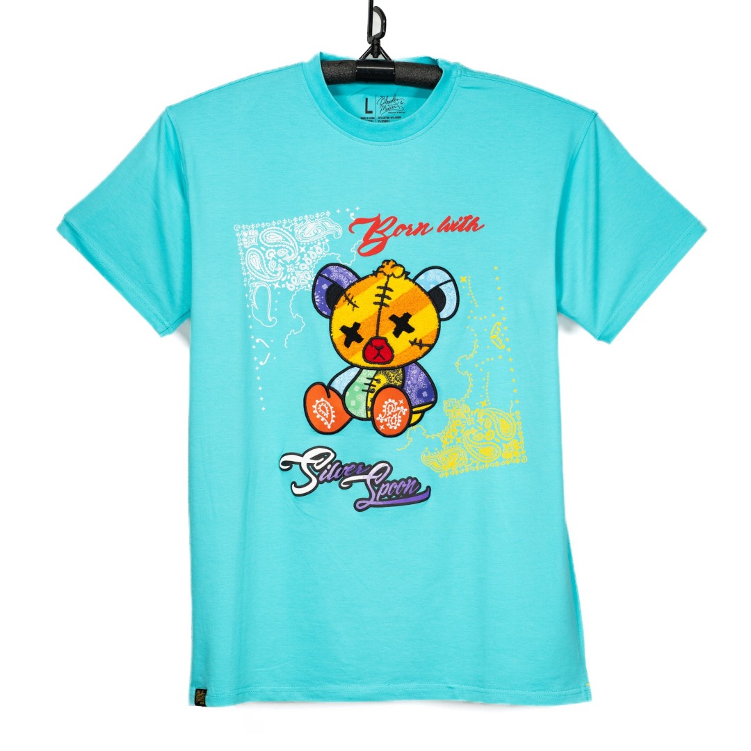 CAMISETA BLEECKER & MERCER BORN WITH SILVER SPOON AQUA