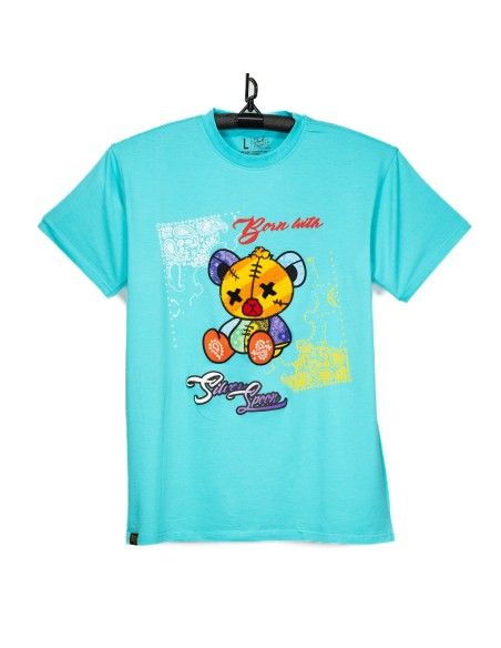 CAMISETA BLEECKER & MERCER BORN WITH SILVER SPOON AQUA