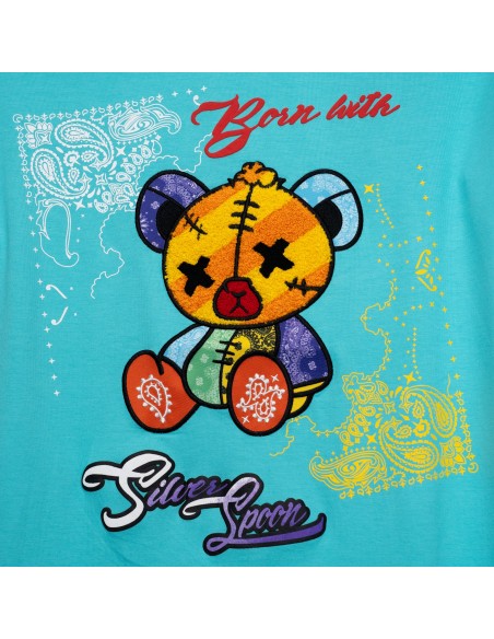 CAMISETA BLEECKER & MERCER BORN WITH SILVER SPOON AQUA