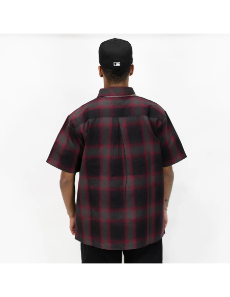 FB COUNTY SHORT SLEEVE CHEKER FLANNEL SHIRT /  RED - BLACK - GREY