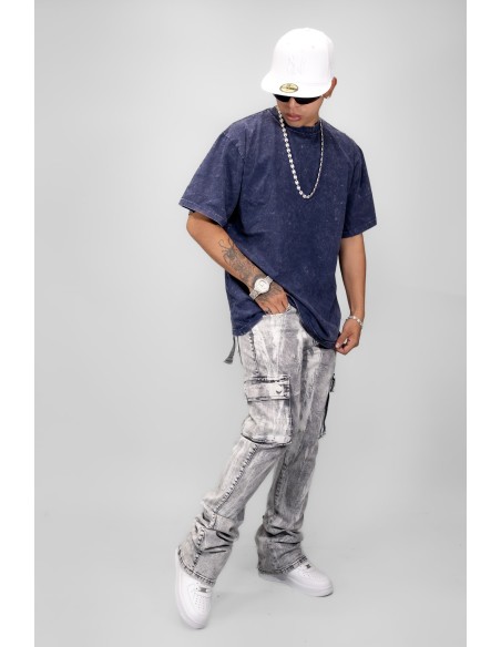 ARMOR JEANS MID-RISE STACKED WASH GREY AND WHITE