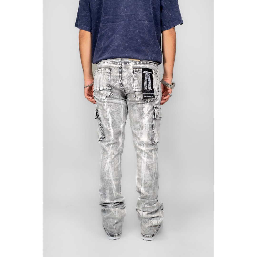 ARMOR JEANS MID-RISE STACKED WASH GREY AND WHITE
