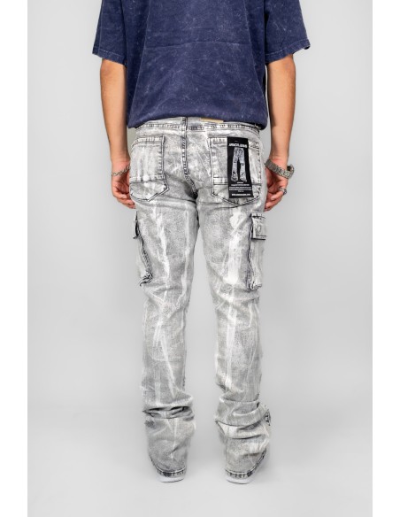 ARMOR JEANS MID-RISE STACKED WASH GREY AND WHITE