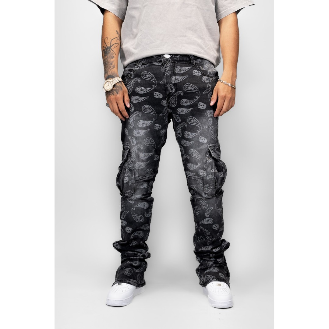 ARMOR BANDANA MID-RISE STACKED JEANS BLACK