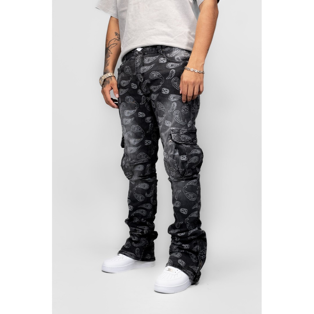 ARMOR BANDANA MID-RISE STACKED JEANS BLACK