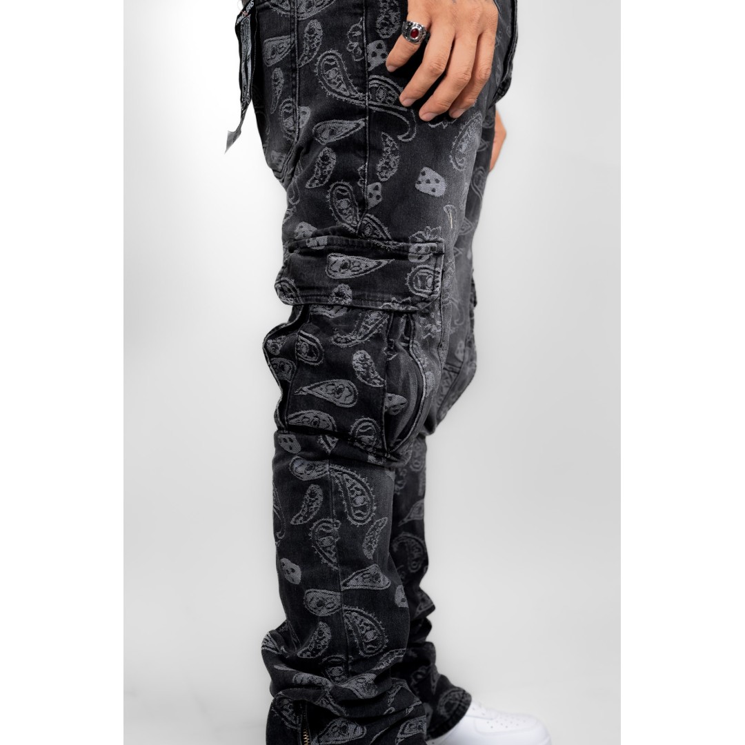 ARMOR BANDANA MID-RISE STACKED JEANS BLACK