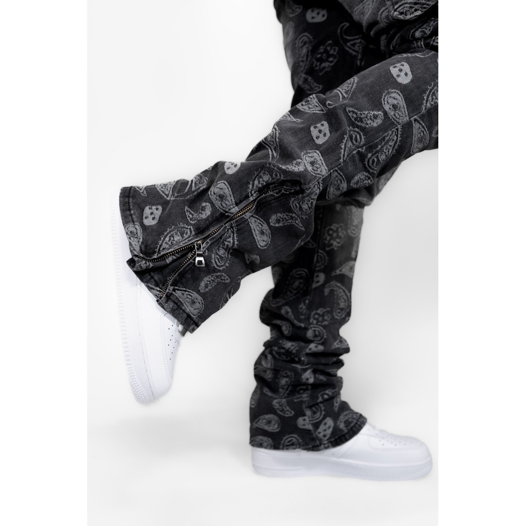 ARMOR BANDANA MID-RISE STACKED JEANS BLACK