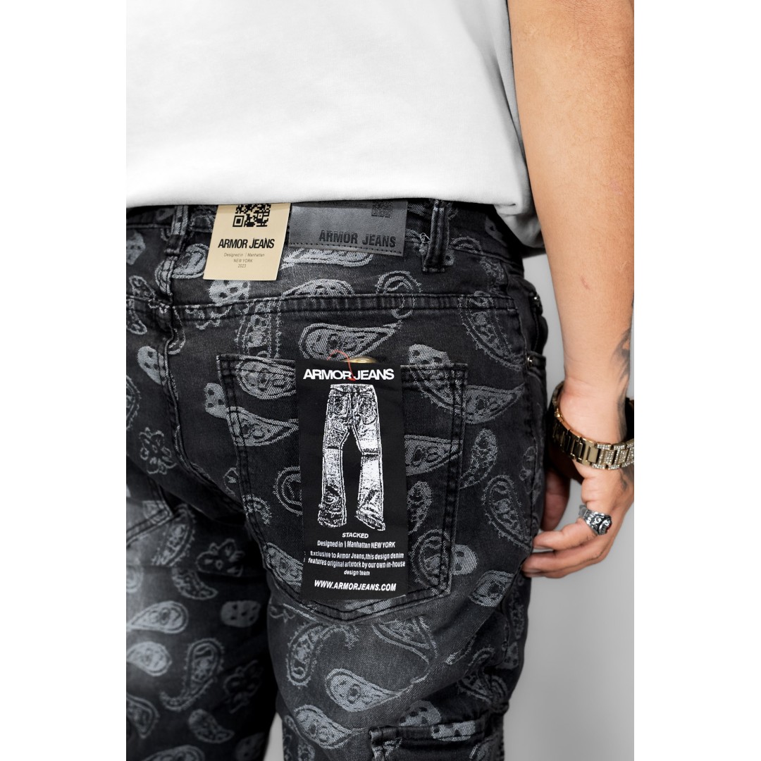 ARMOR BANDANA MID-RISE STACKED JEANS BLACK