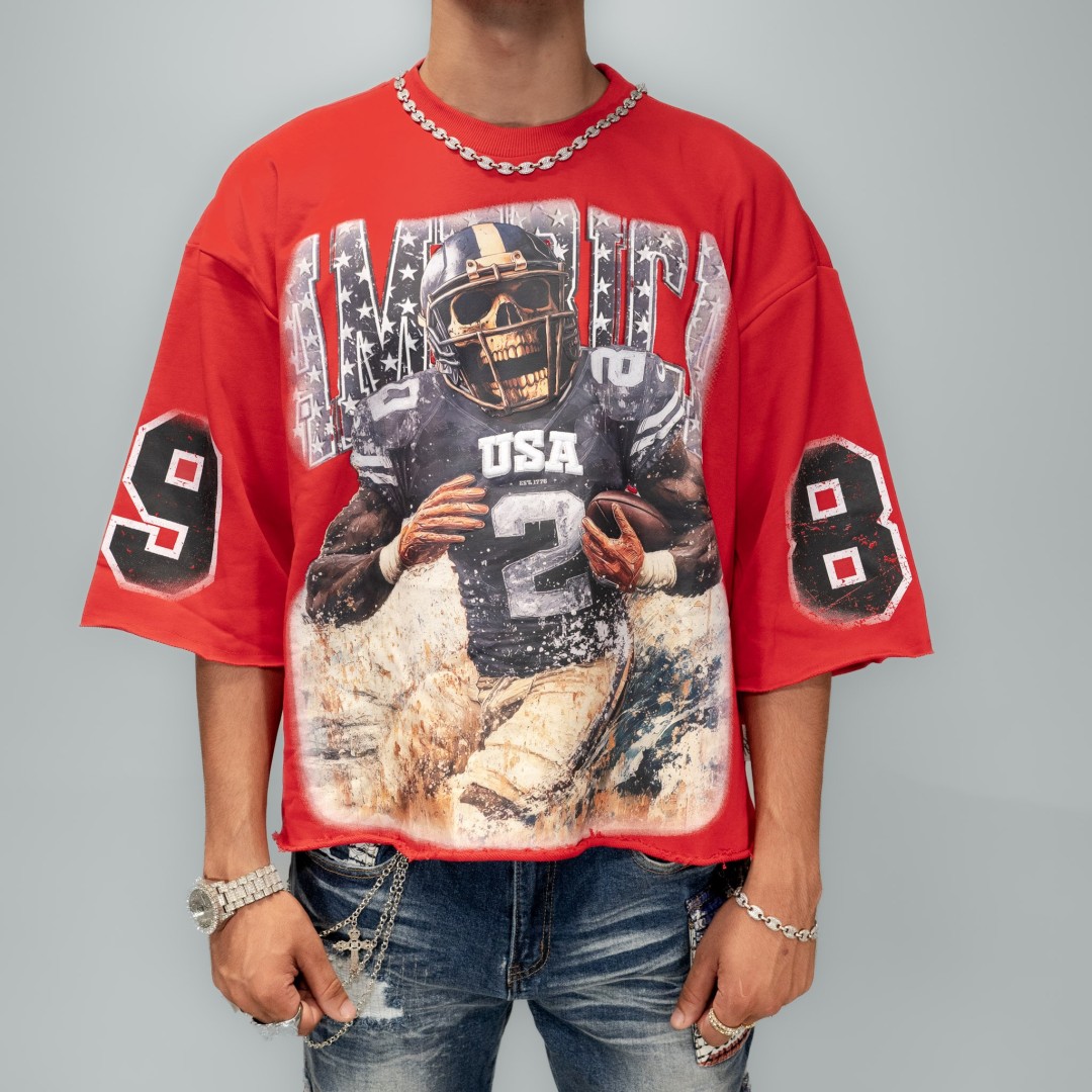 BKYS FOOTBALL SKULL CROPPED TEE