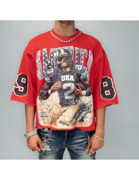 BKYS FOOTBALL SKULL CROPPED TEE
