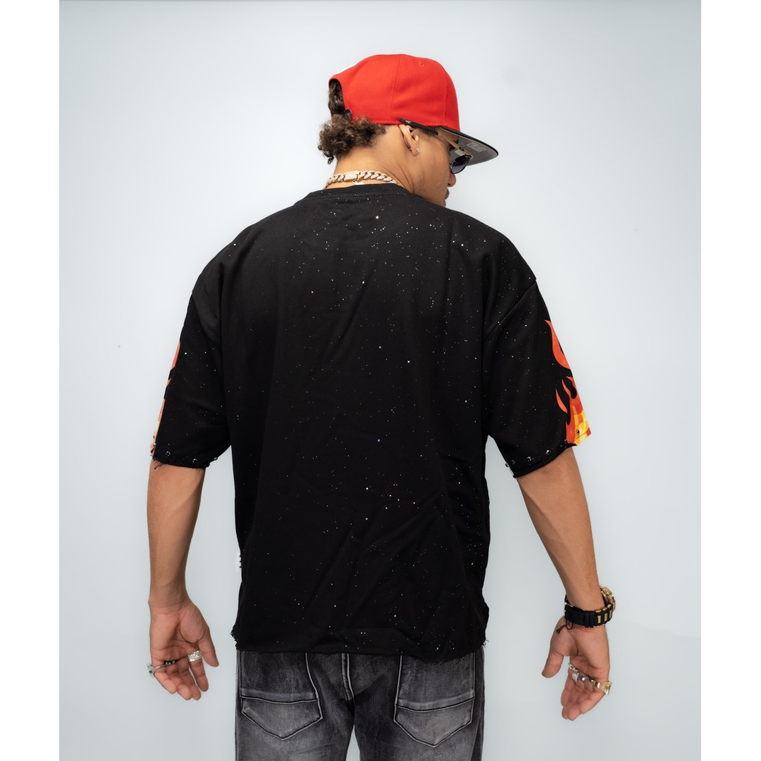 BKYS ON FIRE F-TERRY CROPPED TEE