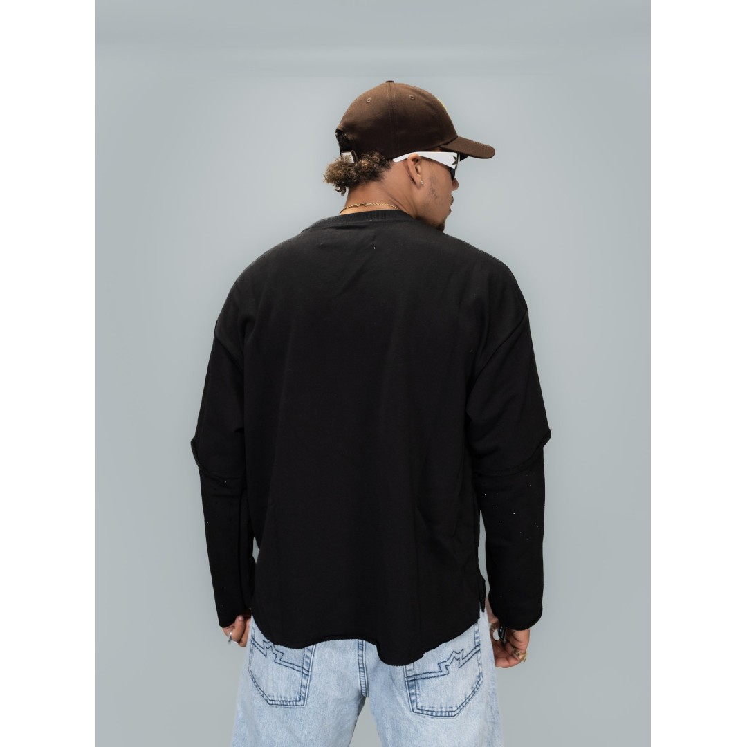 BKYS RHINESTONE CROPPED LONG SLEEVE BLACK