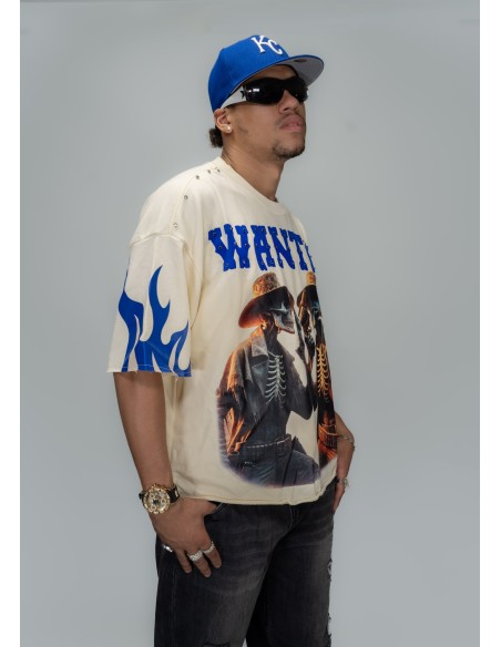 BKYS WANTED OFF-WHITE CROPPED TEE