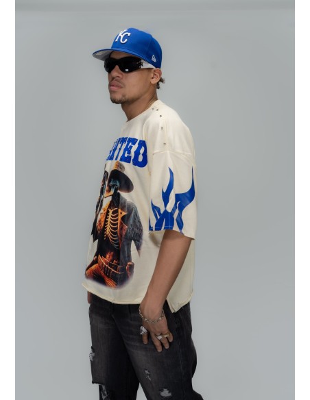 BKYS WANTED OFF-WHITE CROPPED TEE