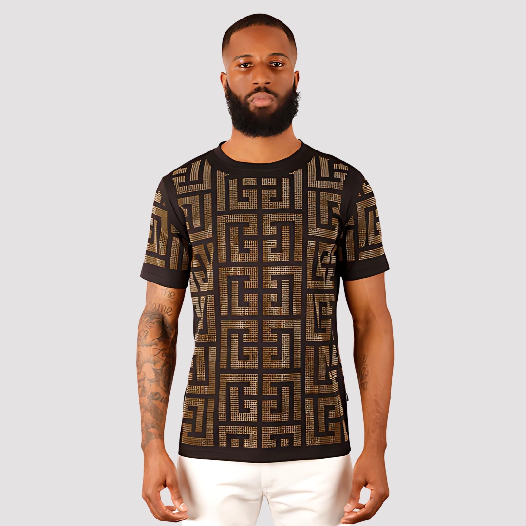 BARABAS PUZZLING RHINESTONE T-SHIRT GOLD