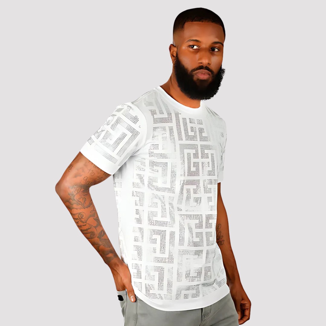 BARABAS PUZZLING RHINESTONE T-SHIRT WHITE