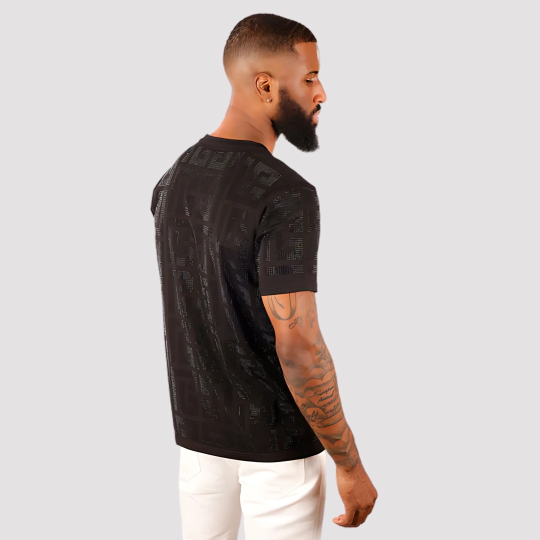BARABAS PUZZLING RHINESTONE T-SHIRT BLACK