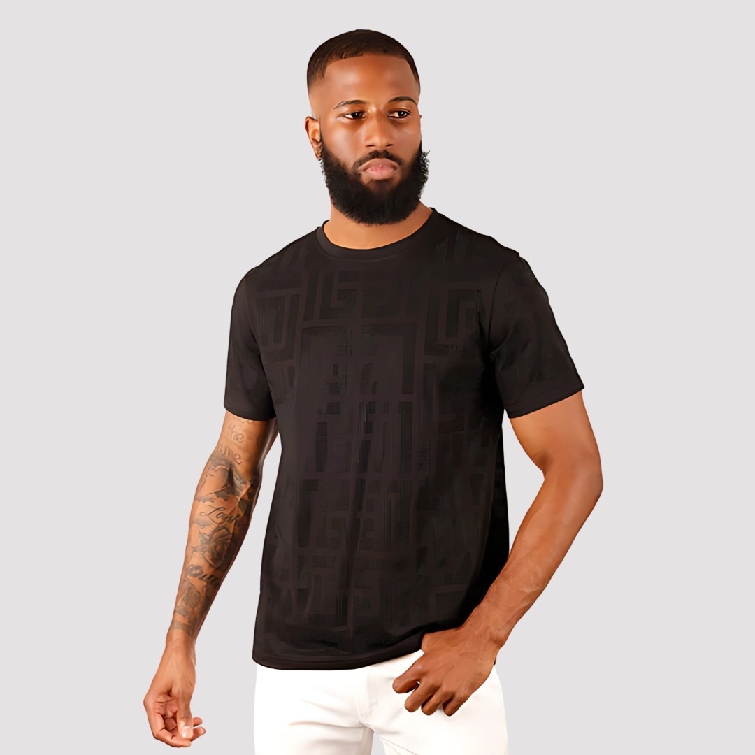 BARABAS PUZZLING RHINESTONE T-SHIRT BLACK