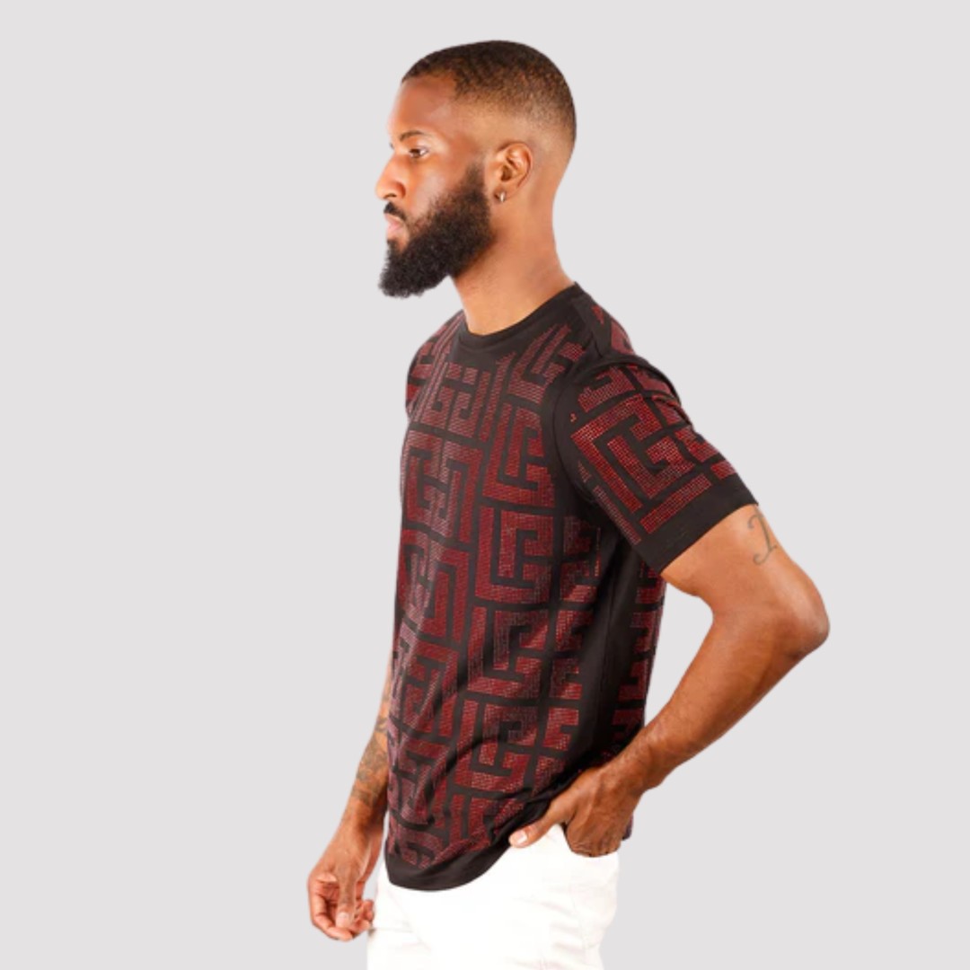 BARABAS PUZZLING RHINESTONE T-SHIRT RED