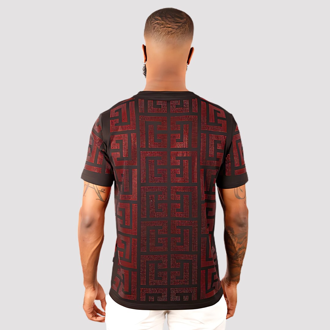 BARABAS PUZZLING RHINESTONE T-SHIRT RED