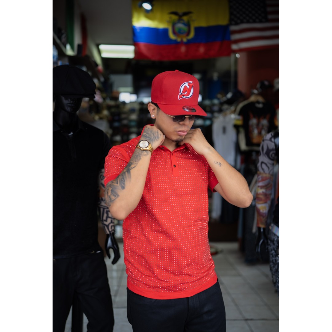 BARABAS RHINESTONE RED SHIRT